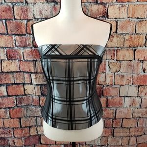 Silver and Black Strapless Dress Top